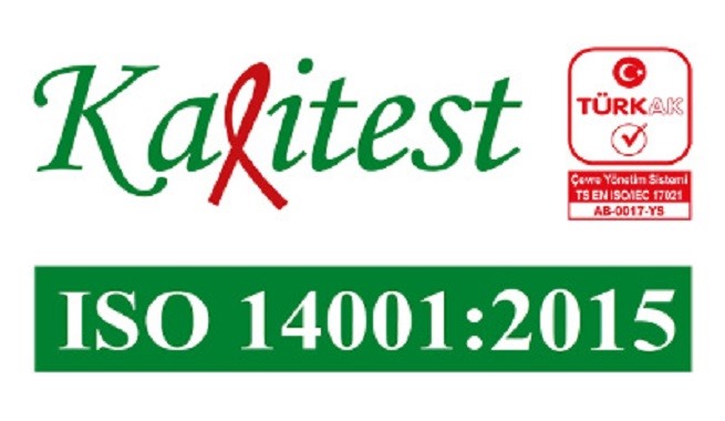ISO 14001:2015 Kalite belgemizi almış bulunmaktayız.